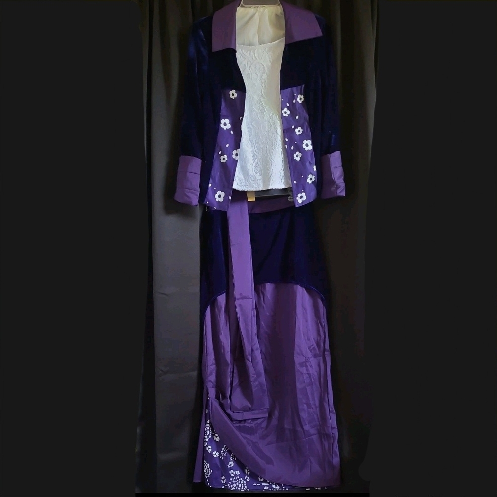 Chic Purple Floral Women's Skirt Set